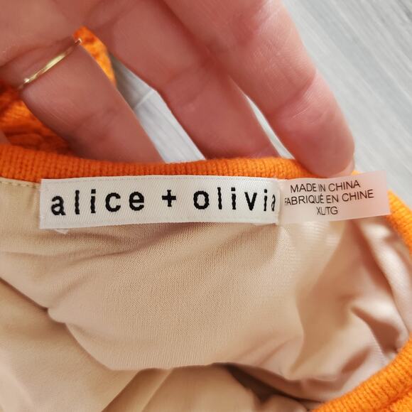 Alice Olivia Dress XL Orange Y2K Halter Bodycon Midi Party Cocktail Beach - Picture 4 of 9